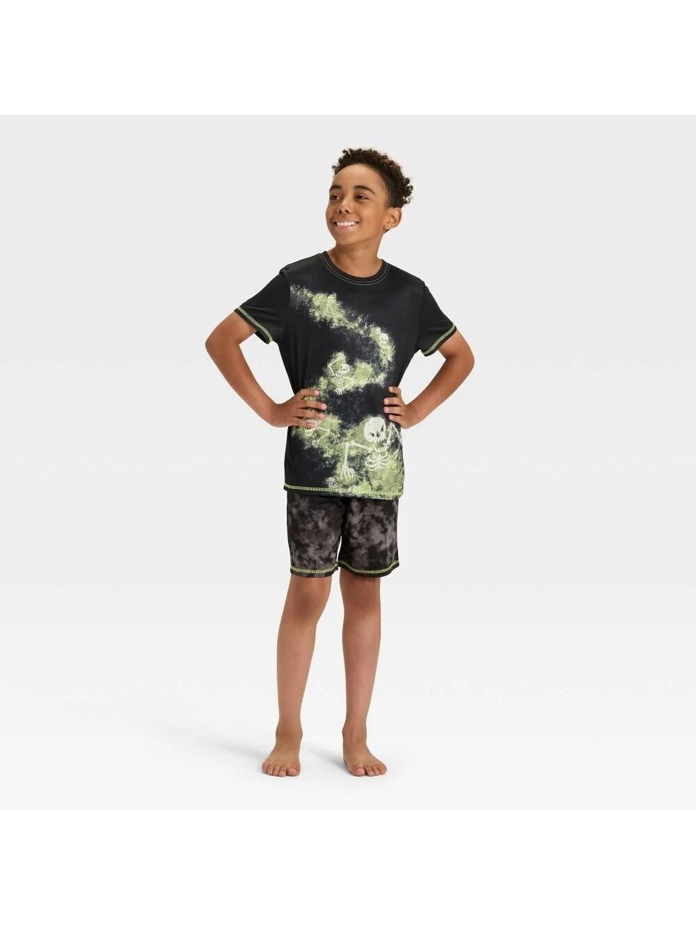 Boys' 2pc Short Sleeve Halloween Pajama Set - Cat & Jack™ Black L